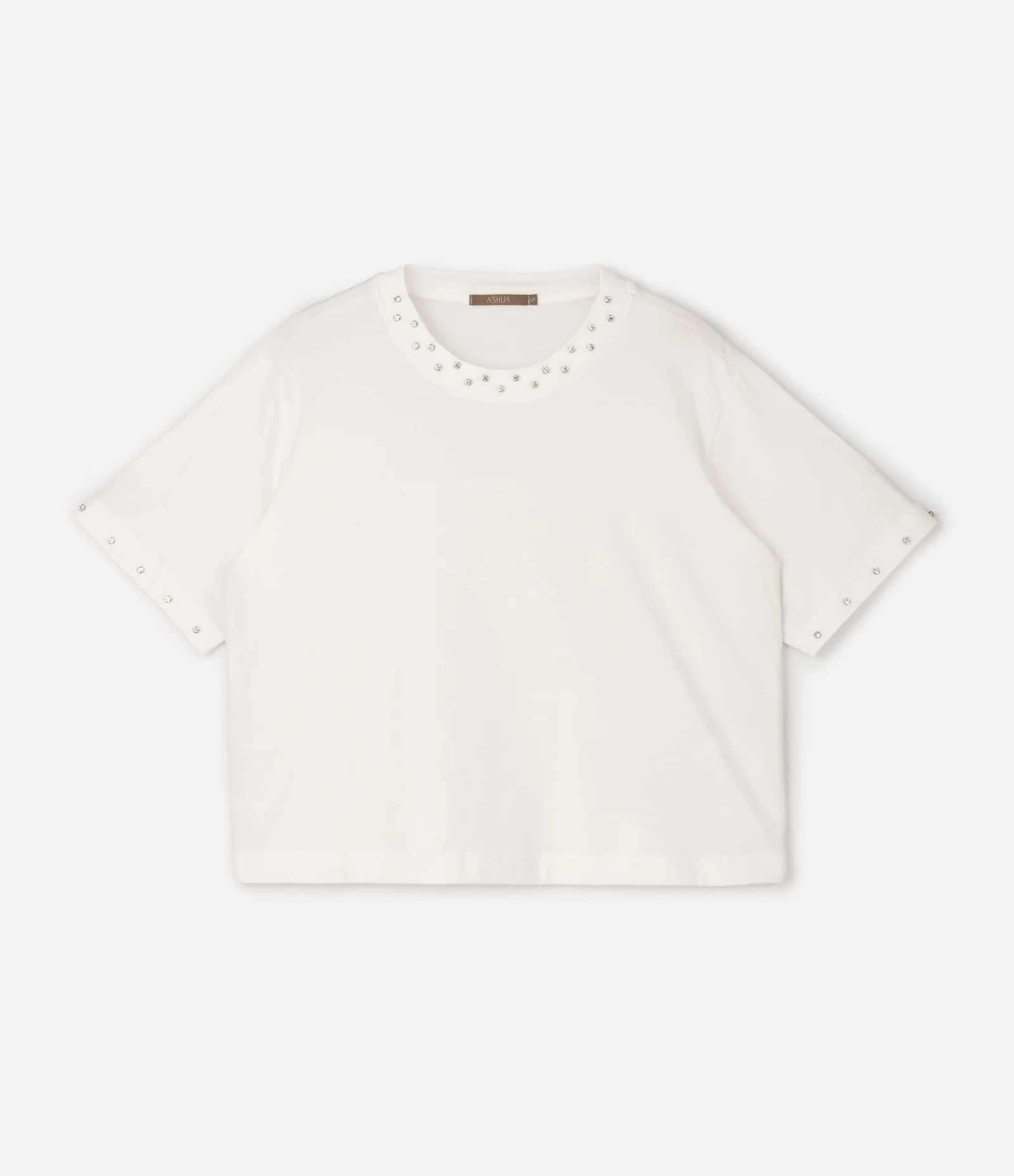 Blusa Boxy em Algodão com Pedrarias Curve & Plus Size Branco 1