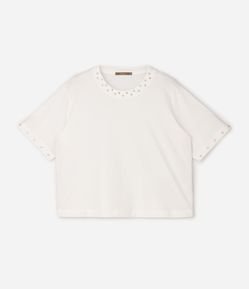 Blusa Boxy em Algodão com Pedrarias Curve & Plus Size