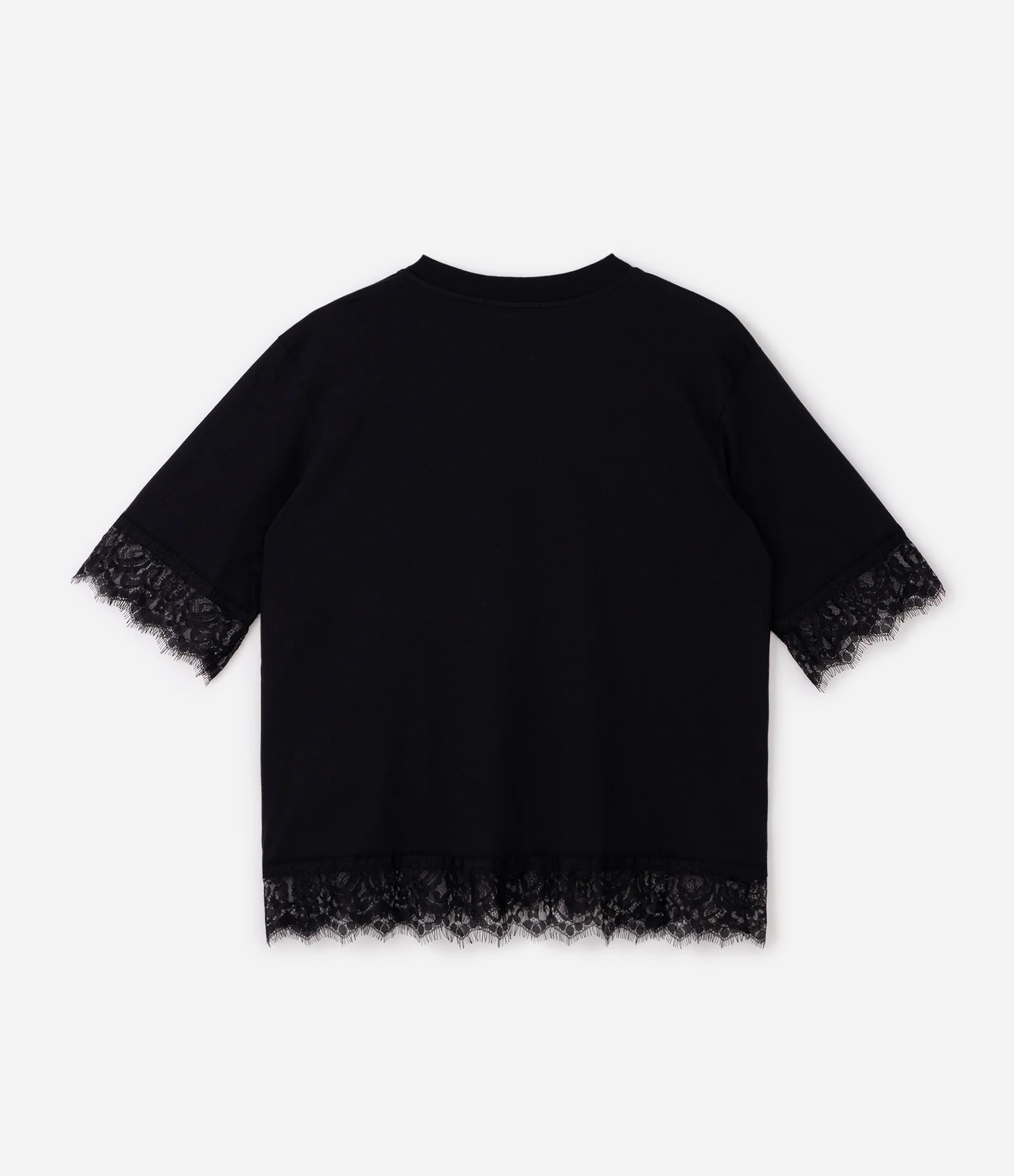Blusa Alongada em Algodão com Renda na Barra Curve & Plus Size Preto 2
