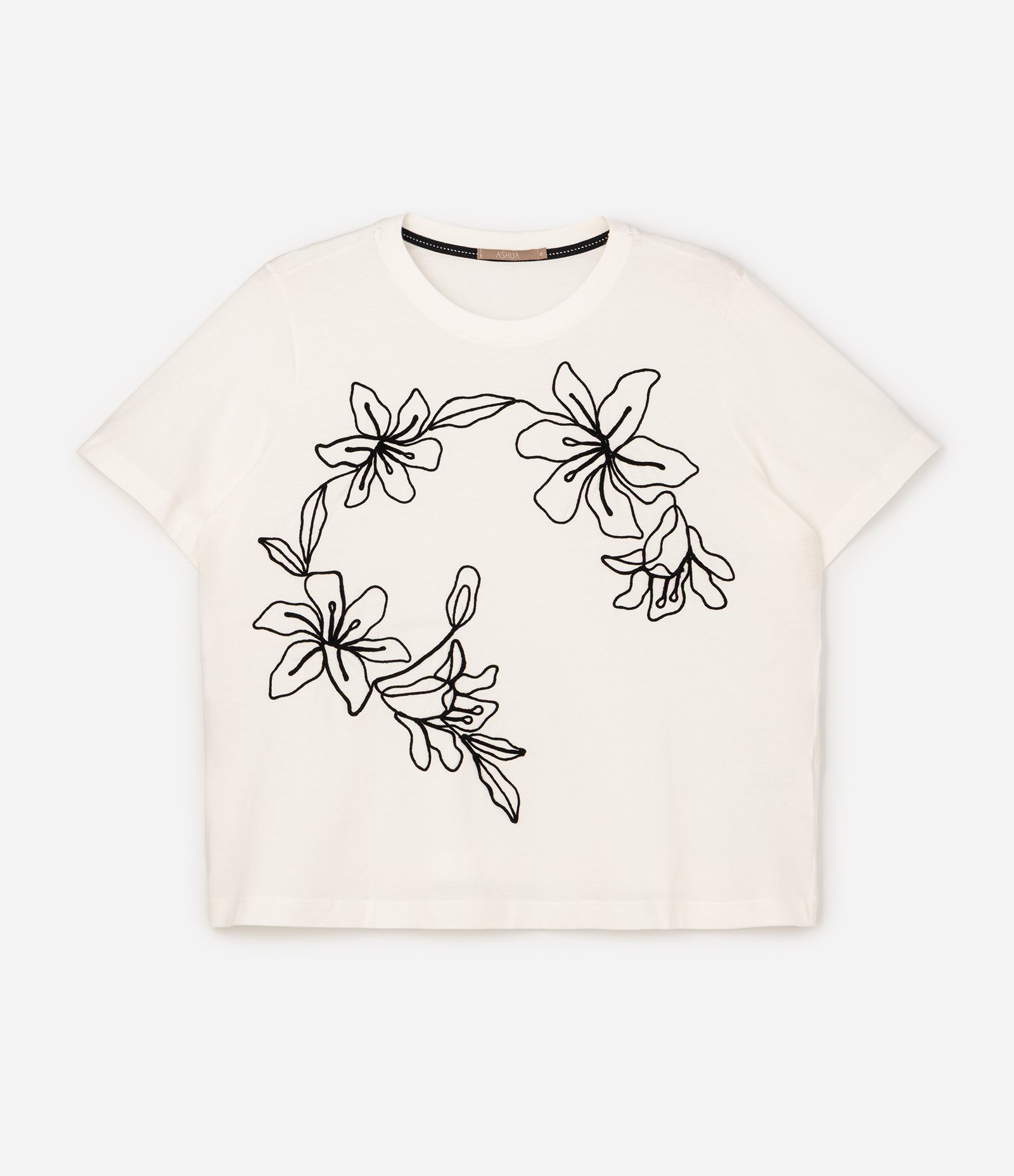 Blusa em Algodão com Bordado Floral Curve & Plus Size Off White 1