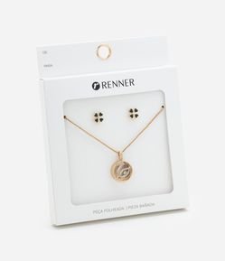 Conjunto com Colar Temático e Brincos em Formato de Trevo