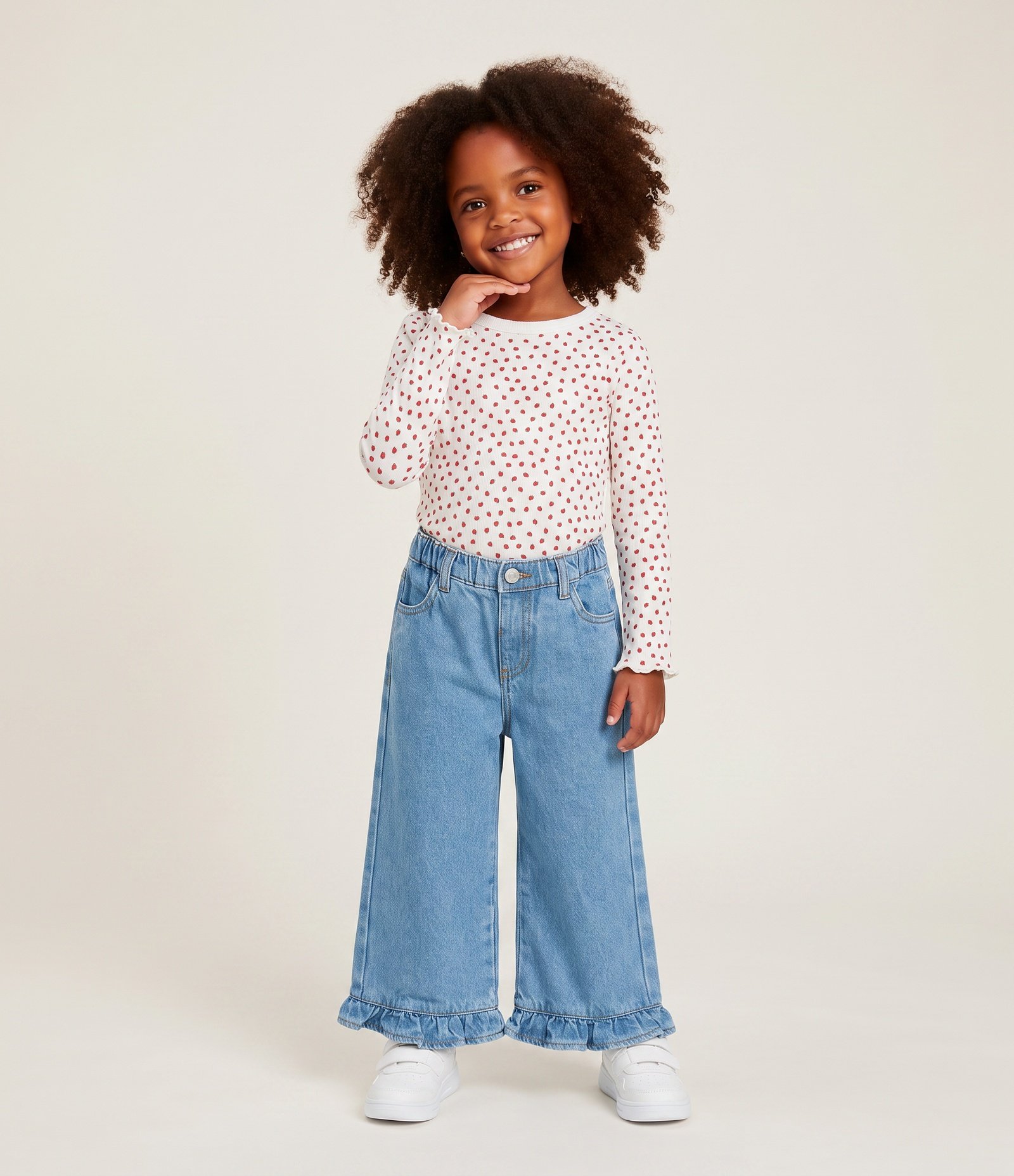 Blusa Infantil em Ribana com Estampa de Moranguinhos - Tam 1 a 6 Anos Branco 1