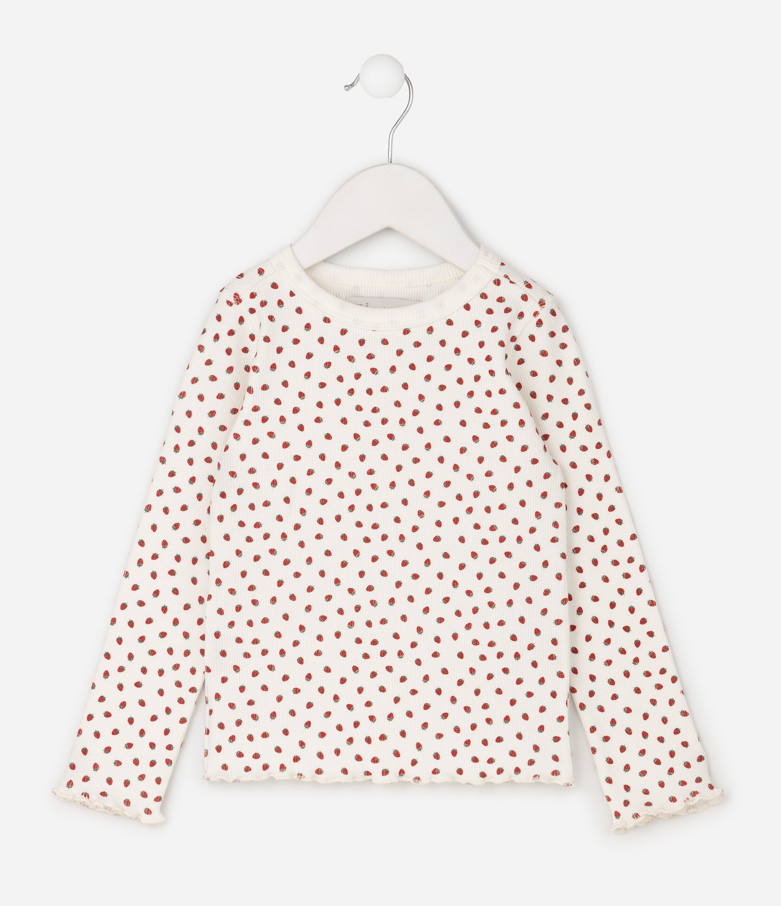 Blusa Infantil em Ribana com Estampa de Moranguinhos - Tam 1 a 6 Anos Branco 2