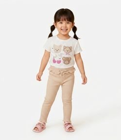 Camiseta Infantil em Cotton com Estampa Poá e Personagens com Glitter - Tam 1 a 6 Anos