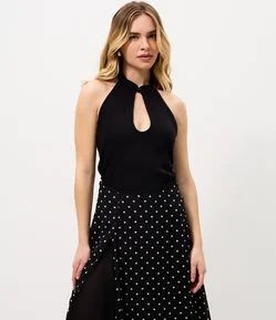 Blusa Frente Única em Ribana com Decote Gota