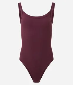 Body em Poliamida com Decote U nas Costas