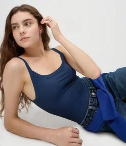 Body em Poliamida com Decote U nas Costas