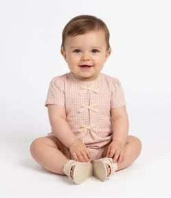 Body Infantil Cotton Com Lacinhos Aplicados - Tam 0 a 18 Meses