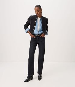 Calça Reta em Jeans Premium com Cintura Média