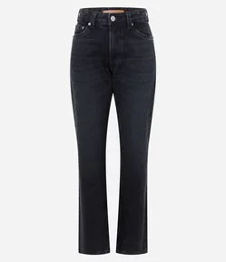 Calça Reta em Jeans Premium com Cintura Média