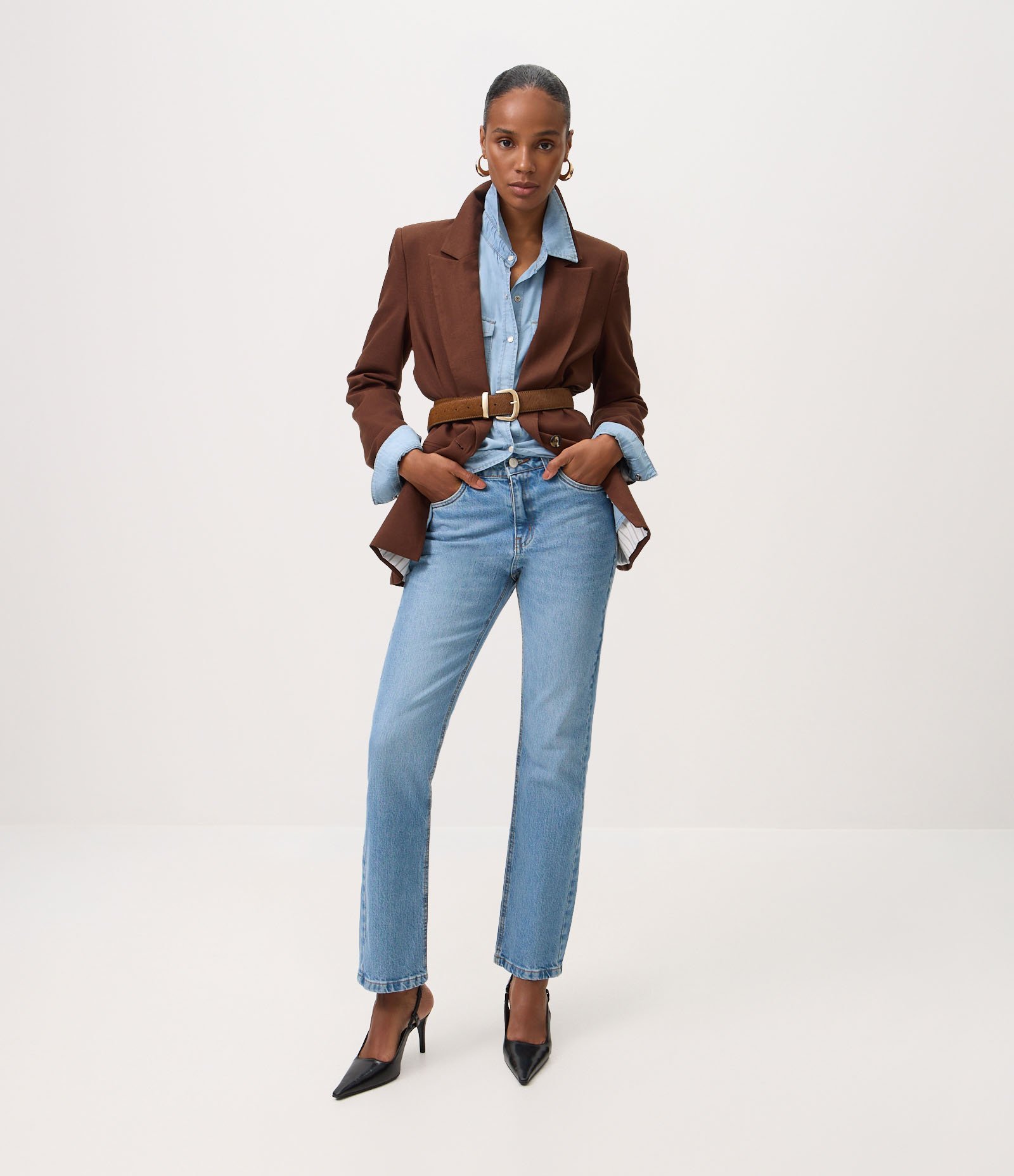 Calça Reta em Jeans Premium com Cintura Média Azul Claro 1
