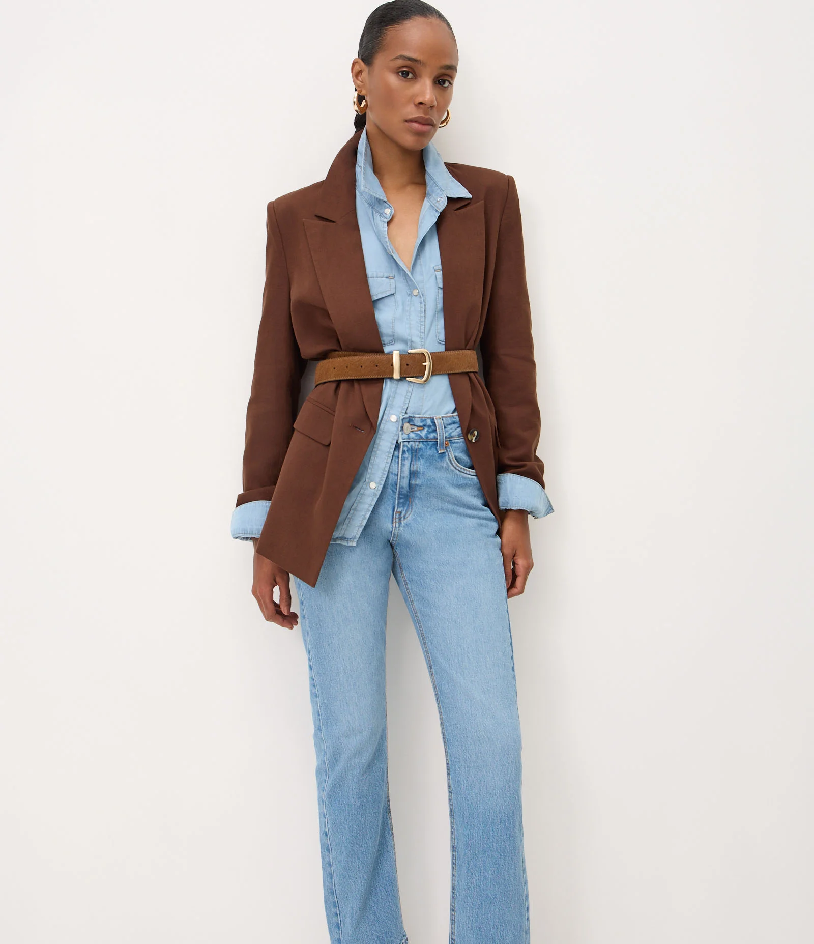 Calça Reta em Jeans Premium com Cintura Média Azul Claro 2