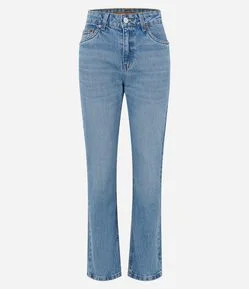 Calça Reta em Jeans Premium com Cintura Média