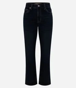 Calça Reta em Jeans Premium com Cintura Média