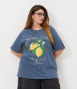 Blusa Alongada em Algodão com Estampa de Limão Curve & Plus Size
