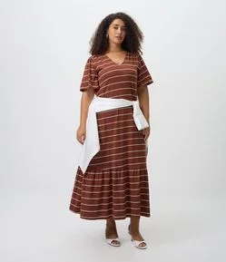Vestido Comfort Midi em Algodão com Maria na Barra Curve & Plus Size