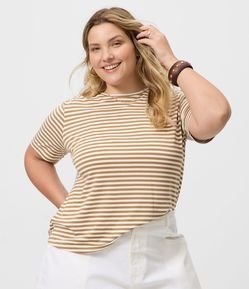 Blusa Regular em Viscolycra Listrada com Fio Tinto Curve & Plus Size