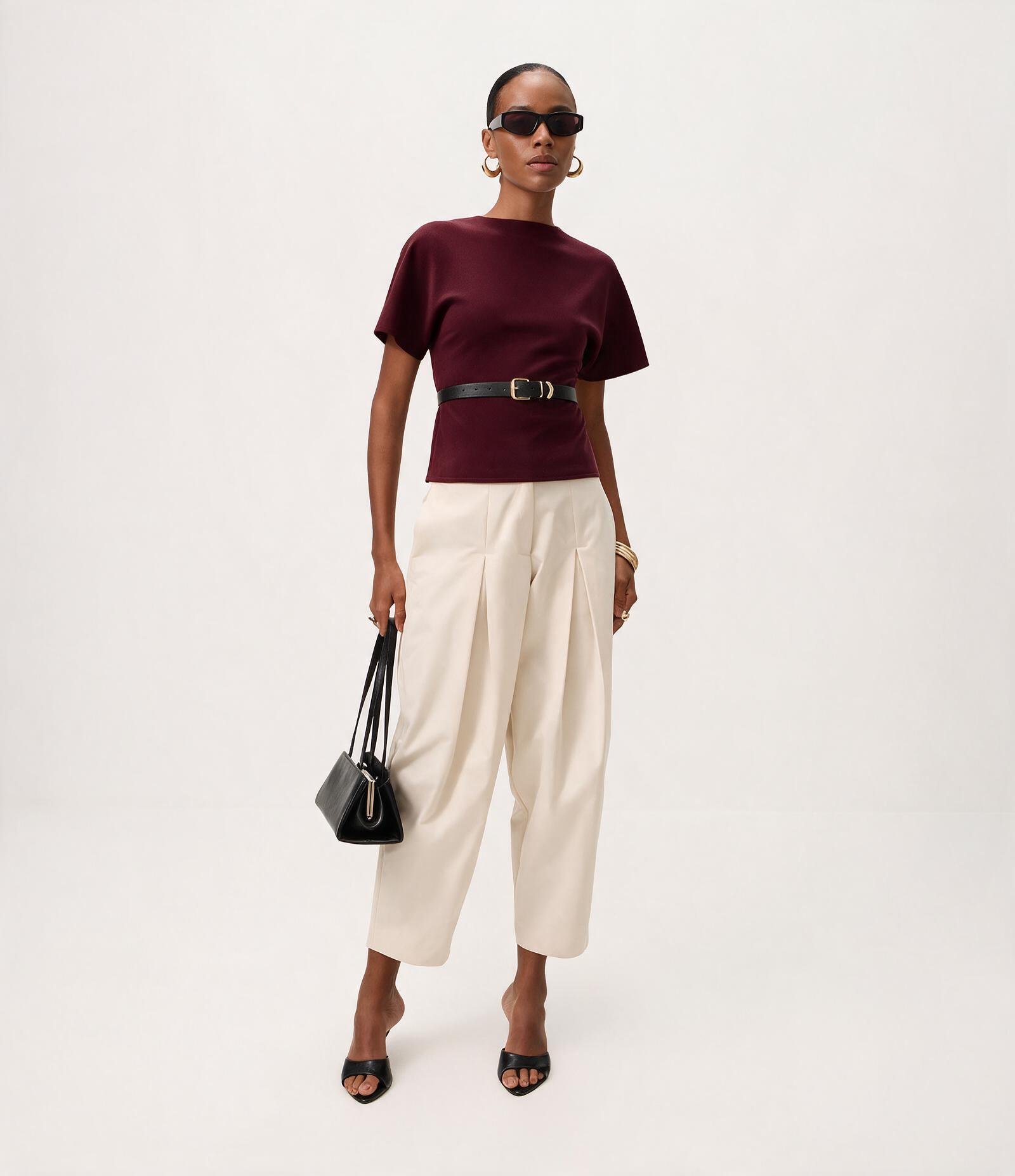 Blusa Acinturada com Abertura nas Costas Vinho 2