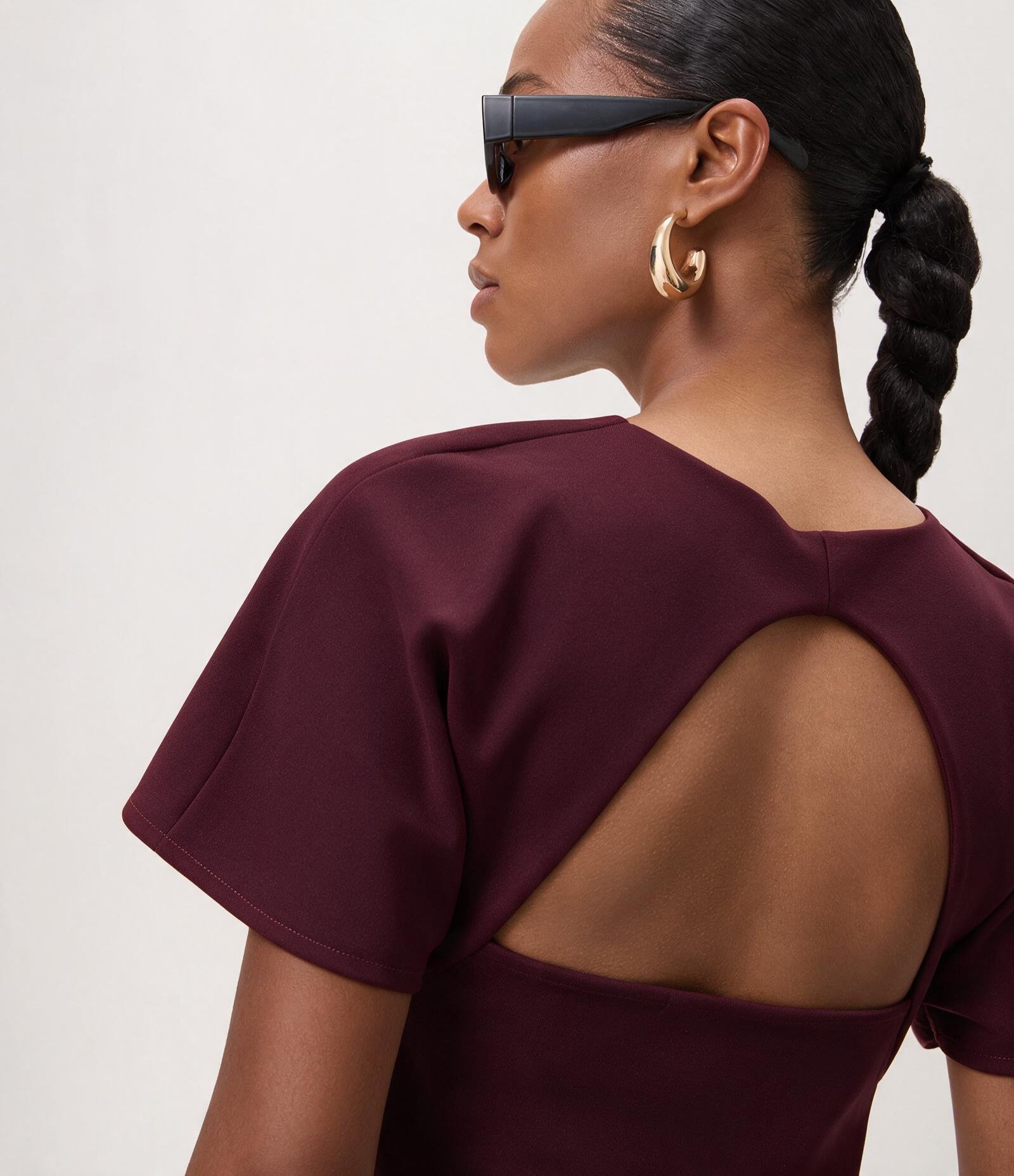Blusa Acinturada com Abertura nas Costas Vinho 3