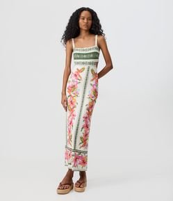 Vestido Longo com Estampa Floral e Abertura nas Costas