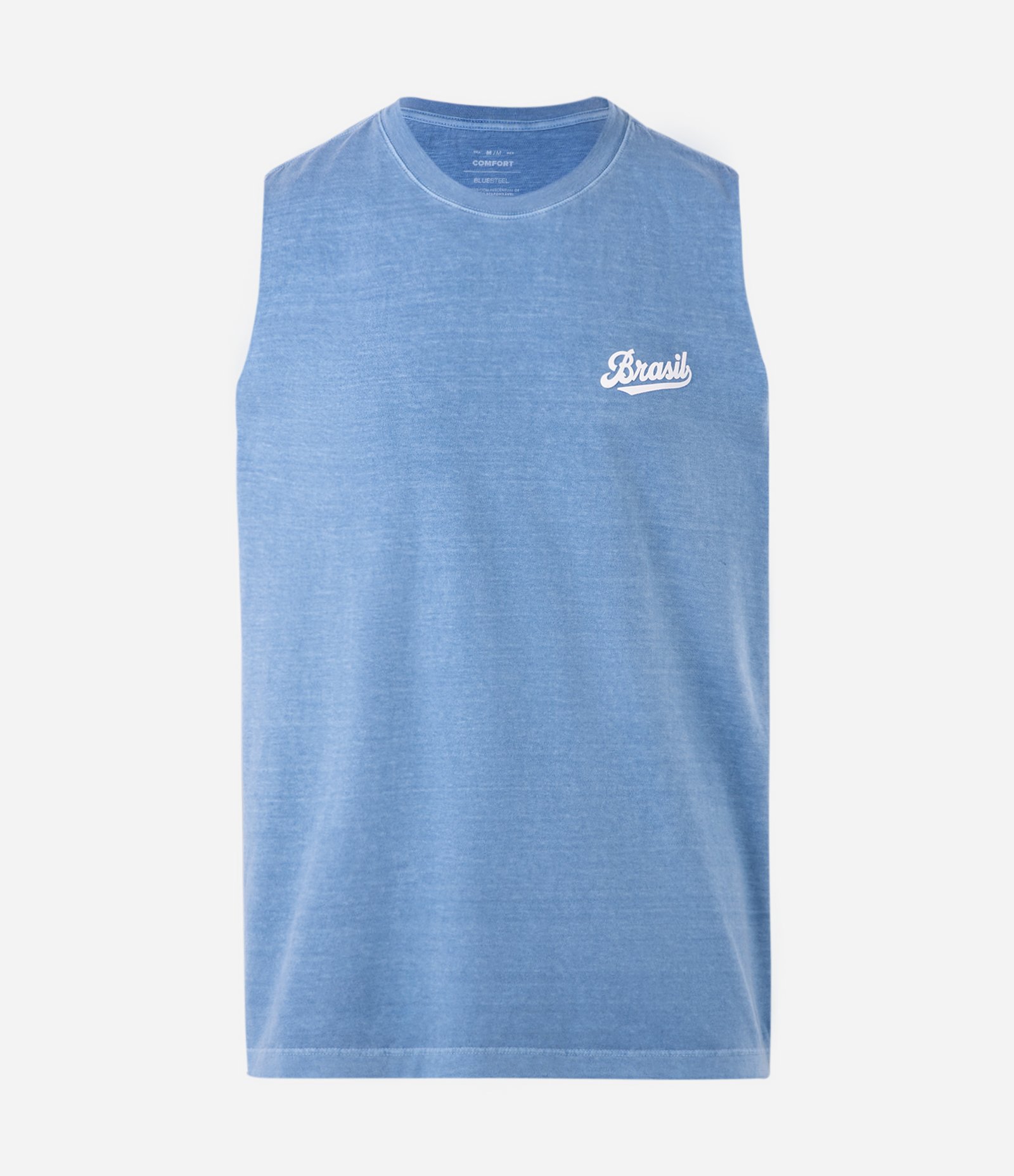 Regata Comfort em Algodão Estonada com Lettering Brasil Azul 4