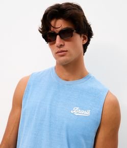 Regata Comfort em Algodão Estonada com Lettering Brasil