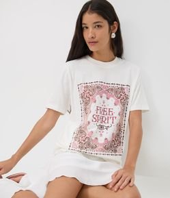 Camiseta Alongada em Algodão Free Spirit Floral
