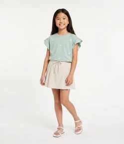 Short Saia Infantil Em Viscose Com Laço - Tam 5 a 16 Anos