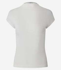 Blusa em Ribana com Gola Alta e Ombros Amplos