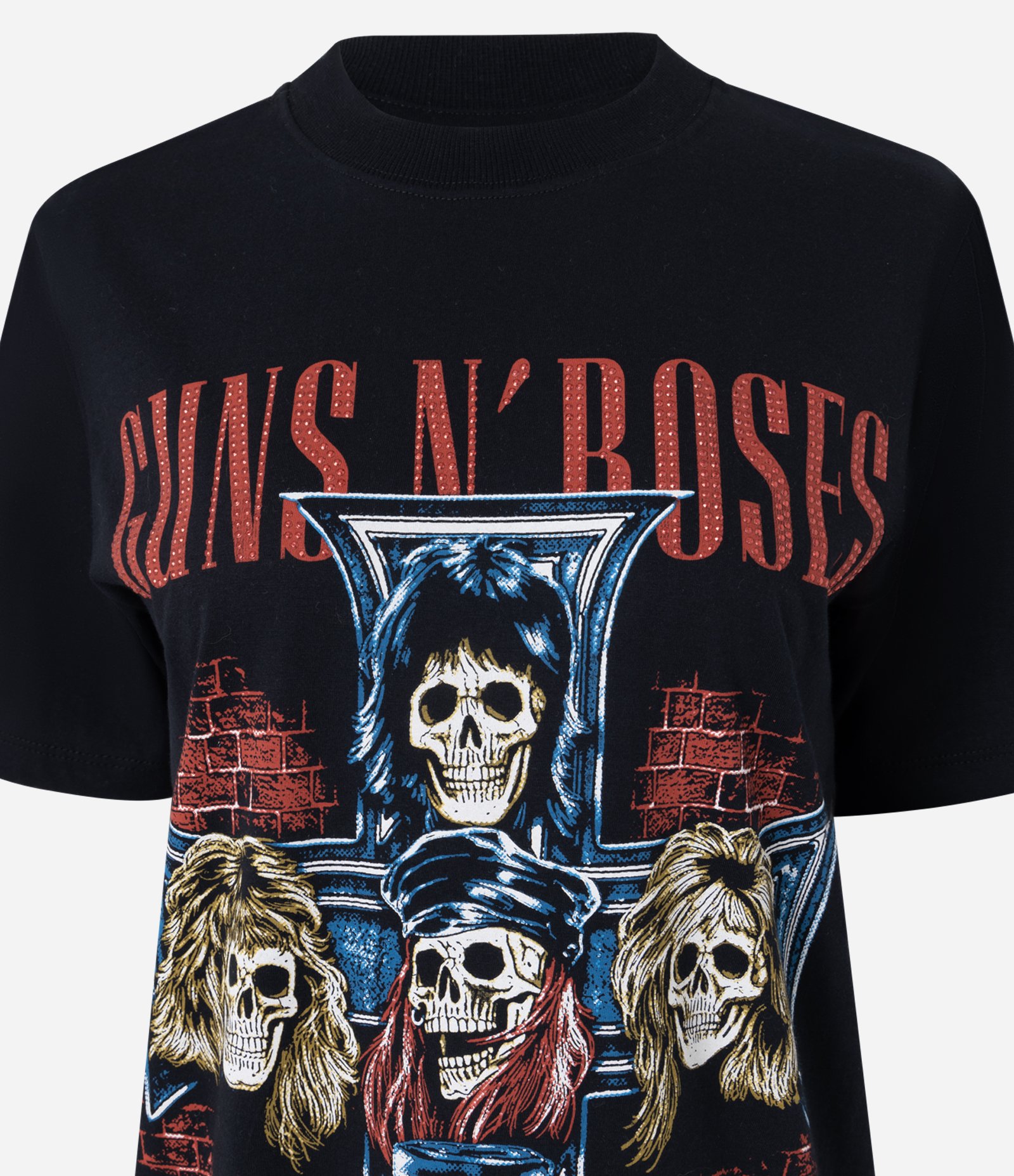 Camiseta com Estampa Guns N’ Roses e Aplicações no Lettering Preto 2