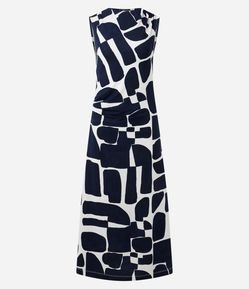 Vestido em Piquet com Estampa Abstrata