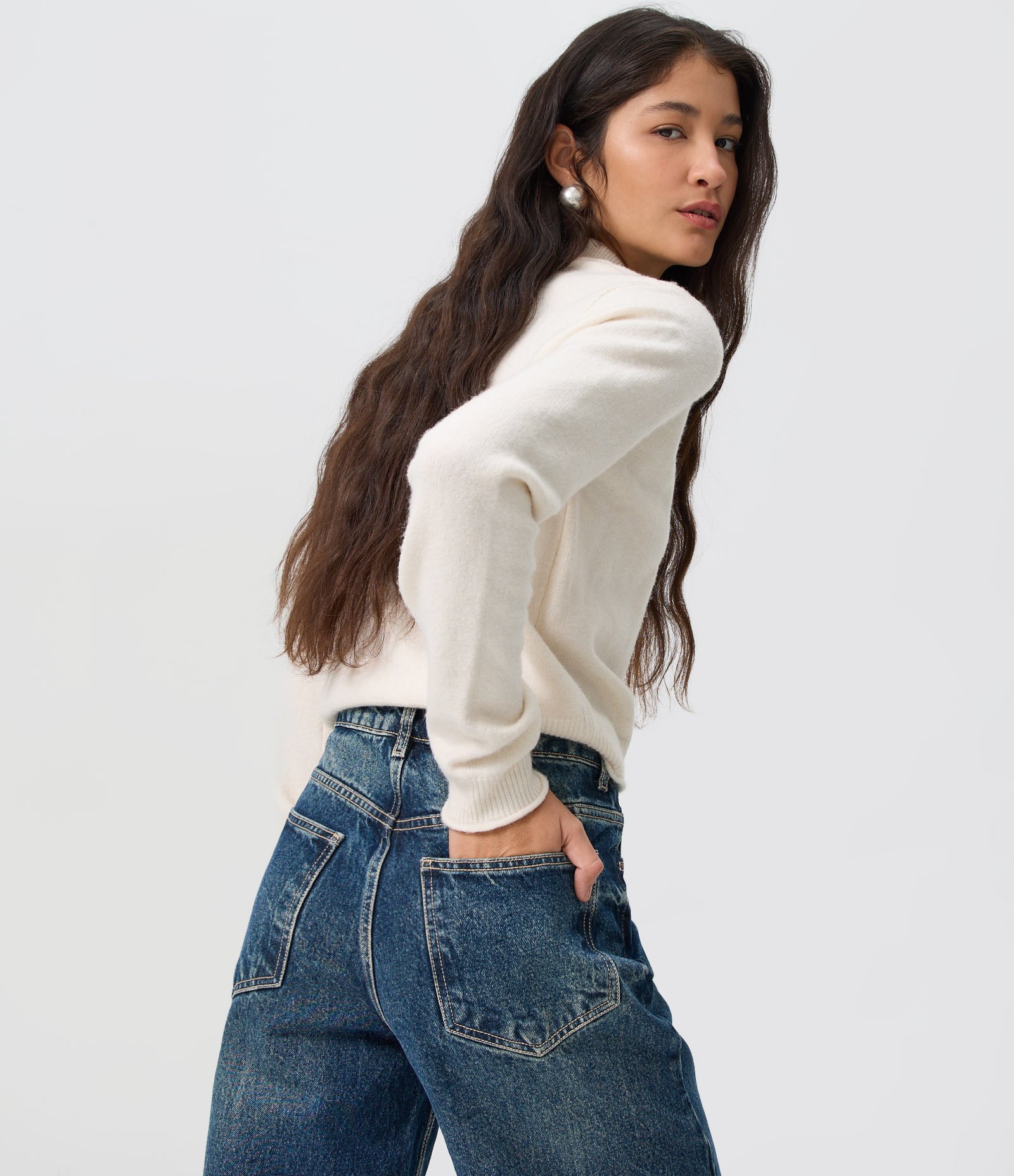 Calça Wide Leg em Jeans Premium com Cintura Média Azul Escuro 4