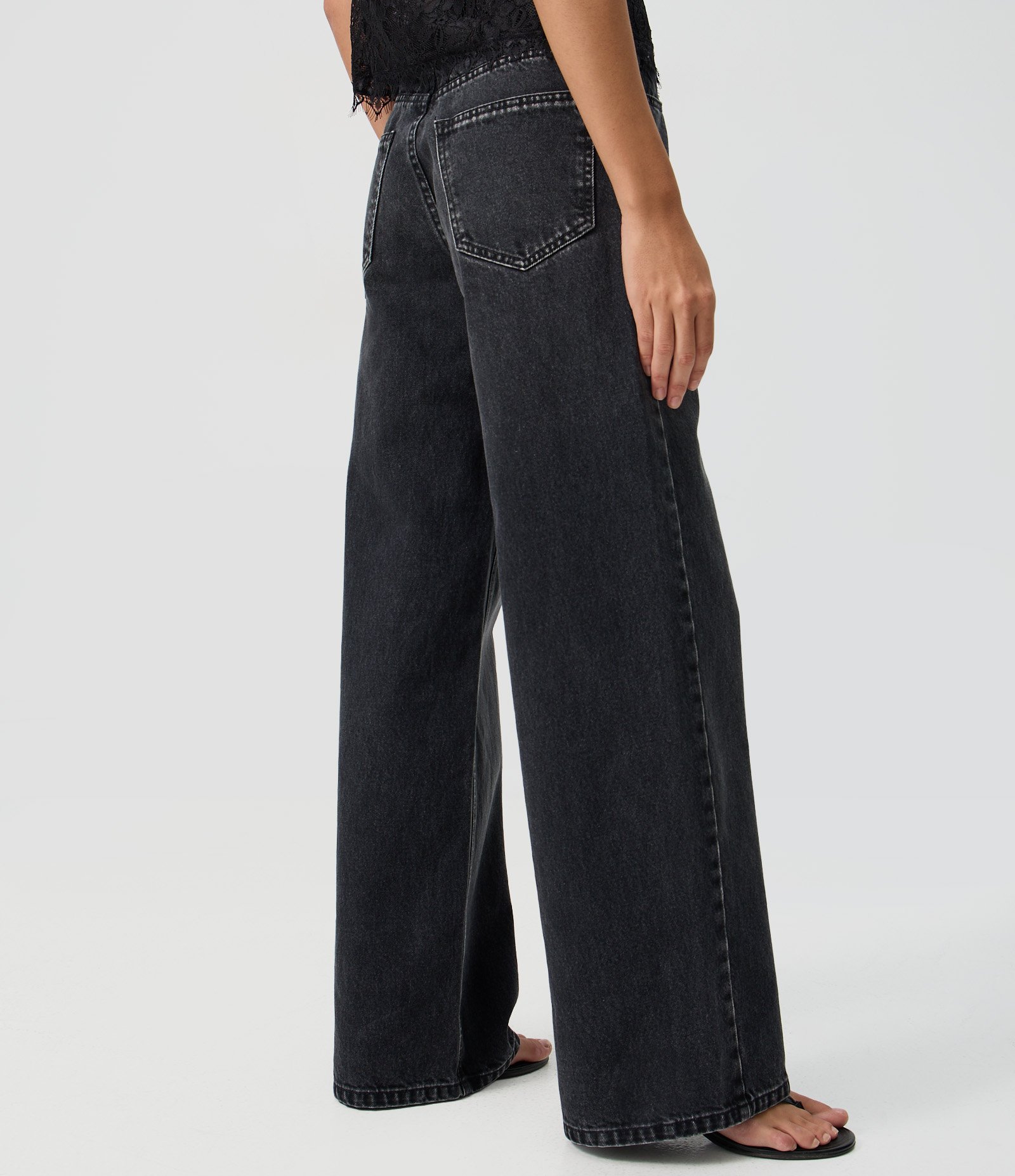 Calça Wide Leg em Jeans Premium com Cintura Média Preto 9
