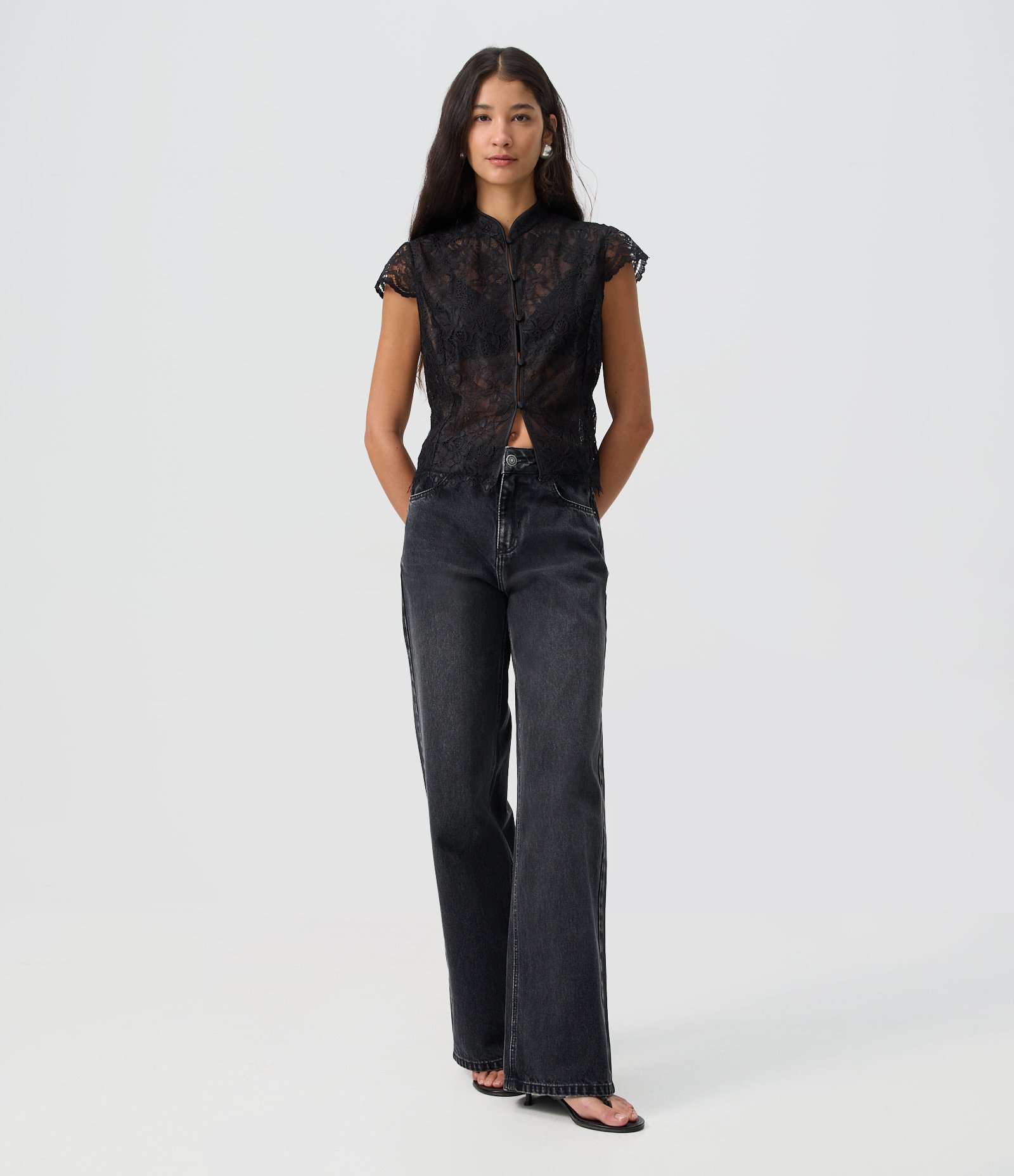 Calça Wide Leg em Jeans Premium com Cintura Média Preto 5