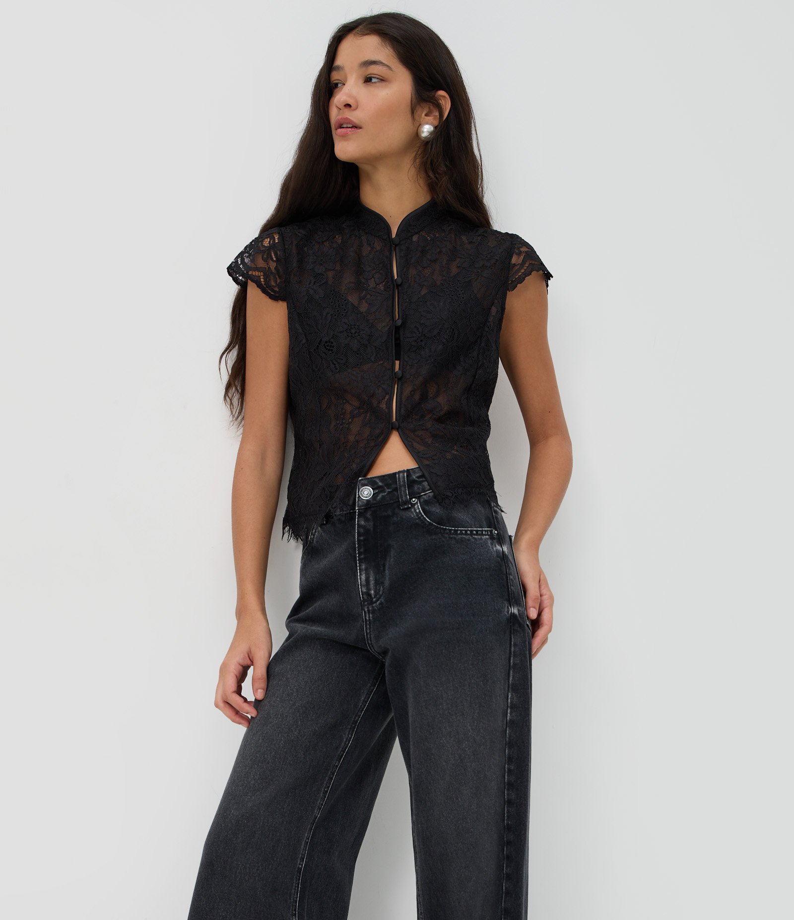 Calça Wide Leg em Jeans Premium com Cintura Média Preto 6