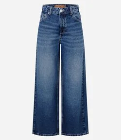 Calça Wide Leg em Jeans Premium com Cintura Média