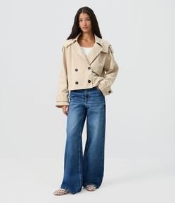 Calça Wide Leg em Jeans Premium com Cintura Média