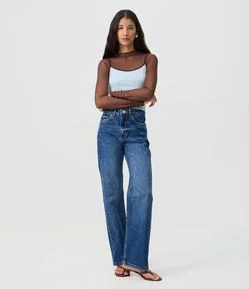 Calça Reta Comfort em Jeans Premium com Cintura Alta