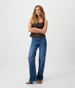Calça Reta Comfort em Jeans Premium com Cintura Alta