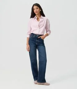 Calça Reta Comfort em Jeans Premium com Cintura Alta