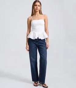Calça Reta Comfort em Jeans Premium com Cintura Alta