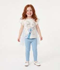 Camiseta Infantil Estampa Frozen com Asas - Tam 1 a 6 Anos