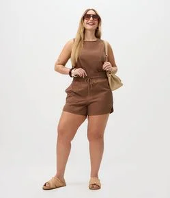 Short em Sarja com Cadarço e Bolsos Curve & Plus Size