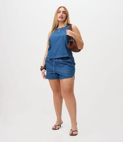 Short Jeans com Cadarço e Bolsos Aplicados Curve & Plus Size
