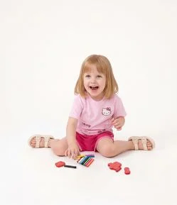 Camiseta Infantil com Laços e Estampa Hello Kitty - Tam 1 a 14 Anos