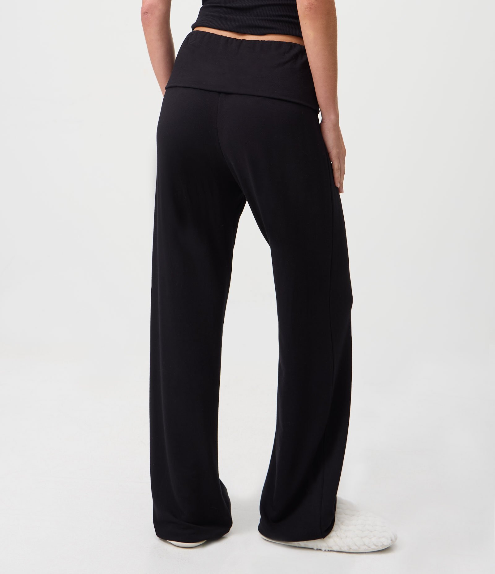 Calça de Pijama em Viscolycra com Cós Virado Preto 4
