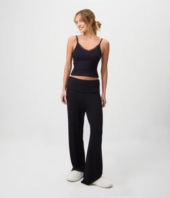 Calça de Pijama em Viscolycra com Cós Virado