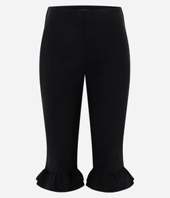 Calça Capri em Bengaline com Cintura Alta e Babado na Barra