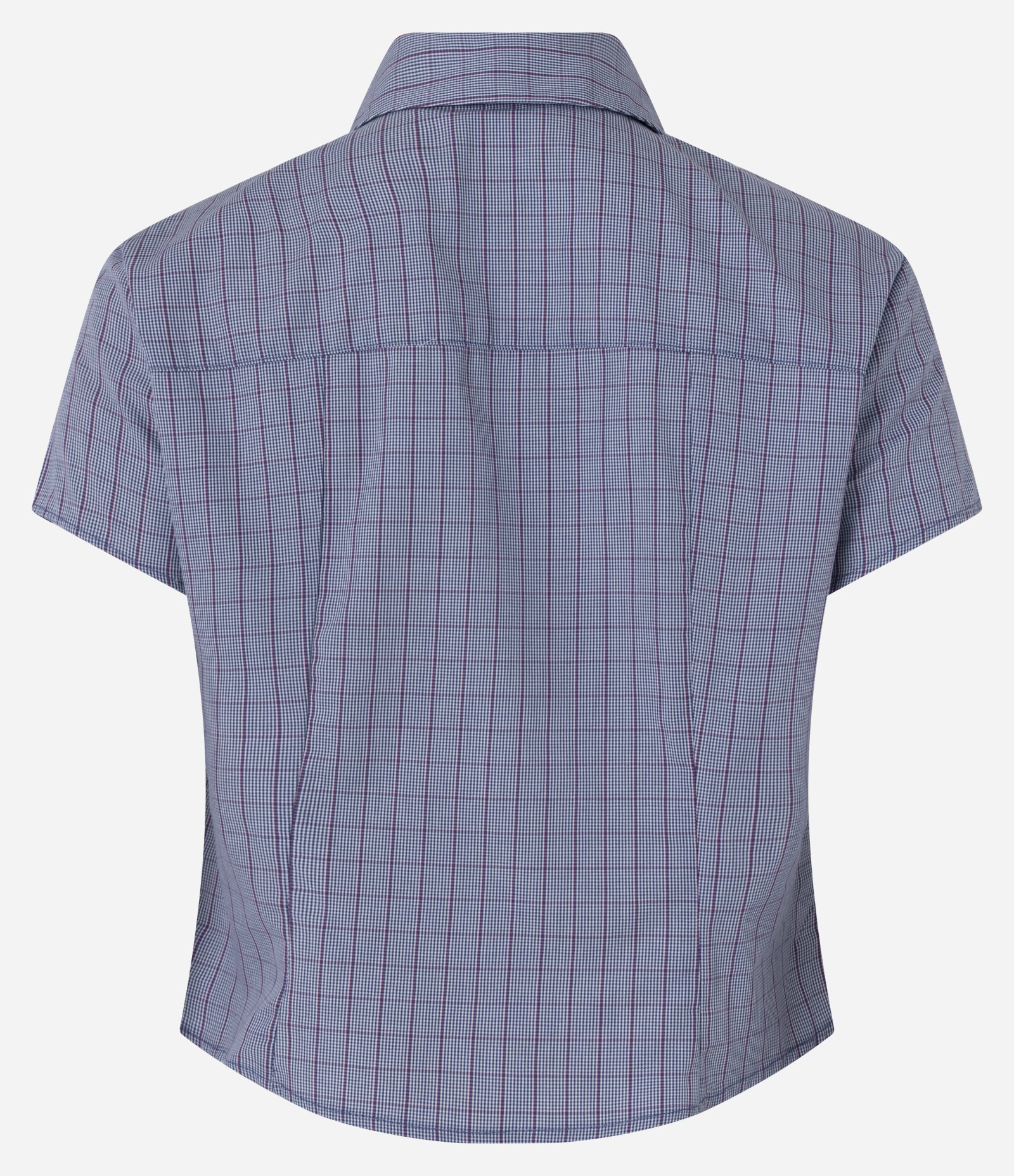 Camisa Cropped Ajustada em Algodão com Estampa Xadrez Azul 6