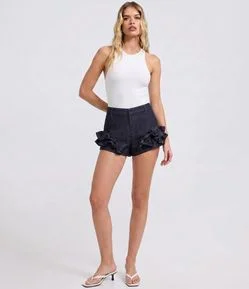 Short Jeans com Babados Laterais